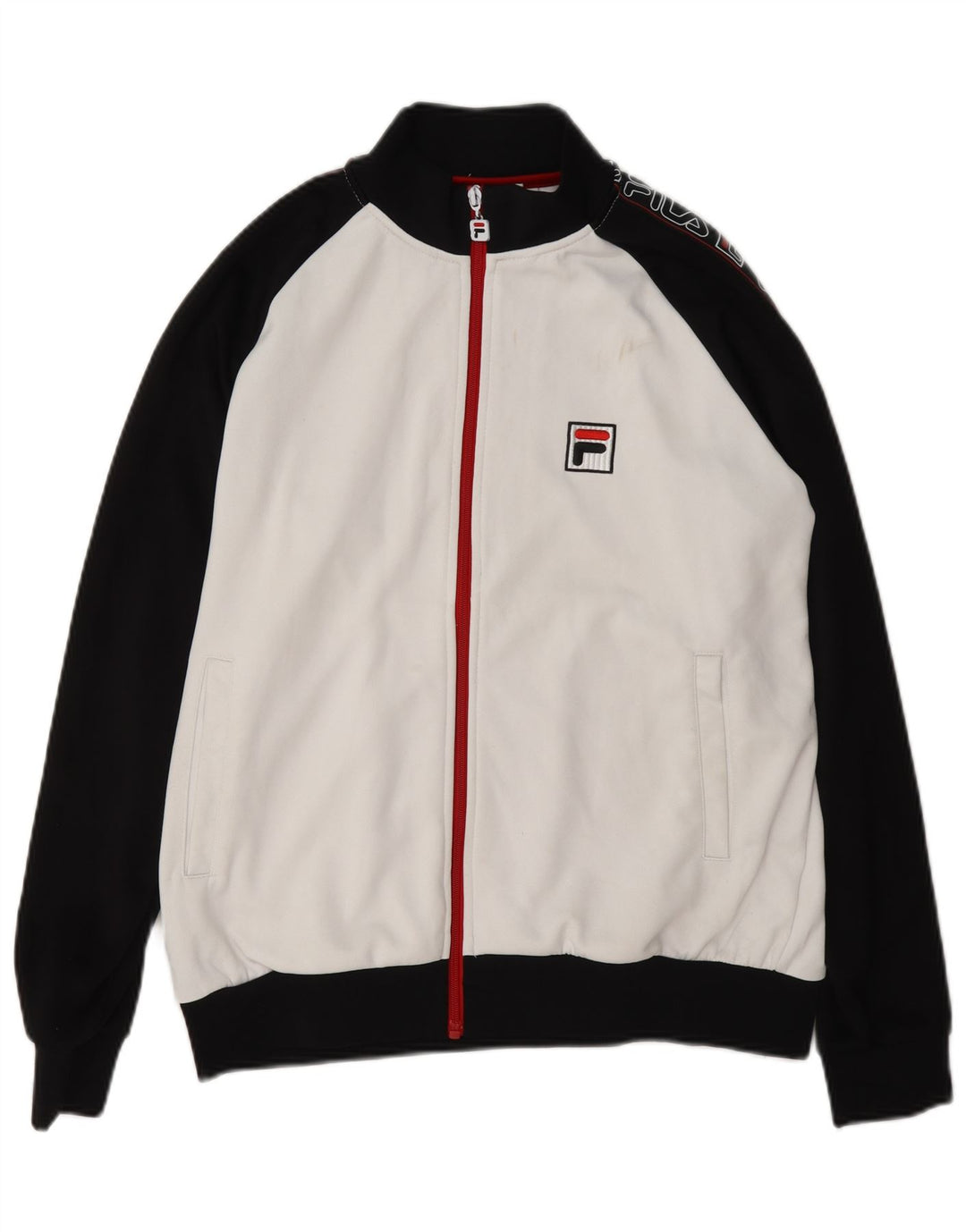 Fila Mens Graphic Chándal Top Chaqueta Pequeña Poliéster Color Block Blanco