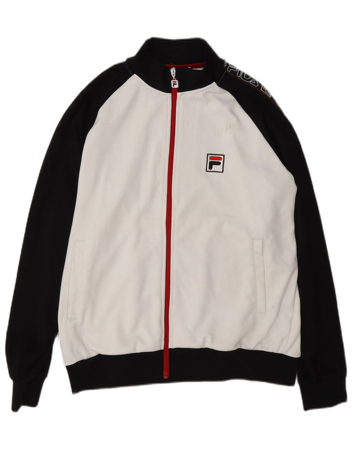 Fila Mens Graphic Chándal Top Chaqueta Pequeña Poliéster Color Block Blanco