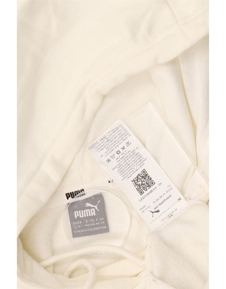 PUMA Womens Graphic Hoodie Jumper UK 14 Large White Polyester Vintage Puma and Second-Hand Puma from Messina Hembry 
