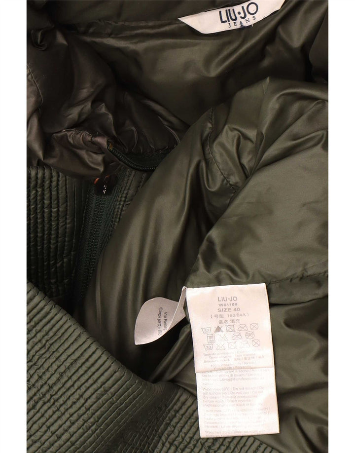 Liu Jo Womens Hooded Padded Jacket IT 40 Small Green Polyamide