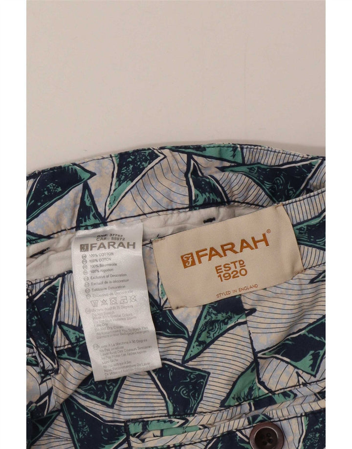 Farah Mens Chino Shorts W32 Médio Algodão Geométrico Multicolorido