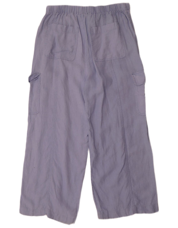Marks & Spencer Womens Wide Leg Cargo Trousers UK 16 Large W34 L30 Blue