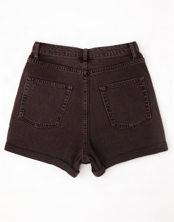 Shorts jeans feminino Topshop Mom Reino Unido 10 pequeno W28 algodão preto
