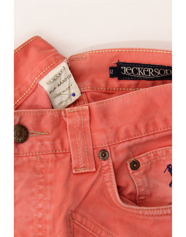 Jeckerson Mens Straight Jeans W32 L33 Orange Cotton