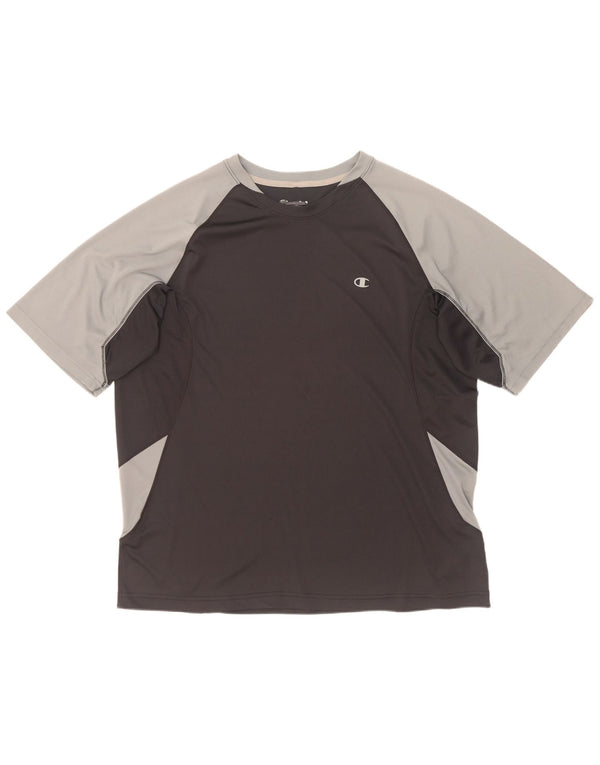 Champion Mens T-Shirt Top XL Black Colourblock Polyester