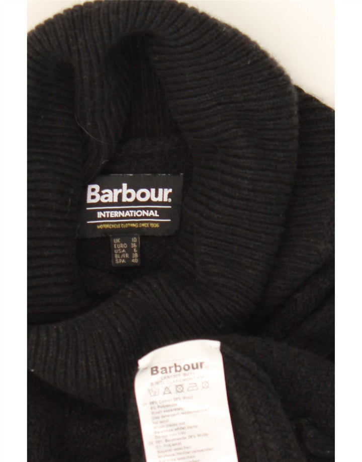 Barbour Womens Oversized Roll Neck Jumper Sweater UK 10 Small Black Cotton