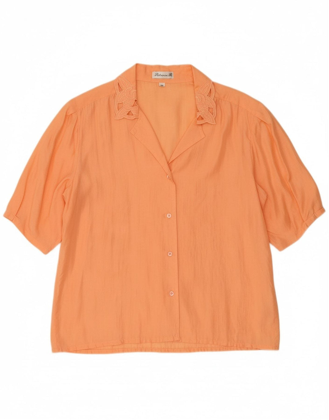 PATRICIA Womens Short Sleeve Shirt Blouse EU 40 Medium Orange Silk