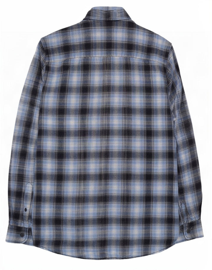 Camicia da uomo in flanella Camargue in cotone a quadri blu medio