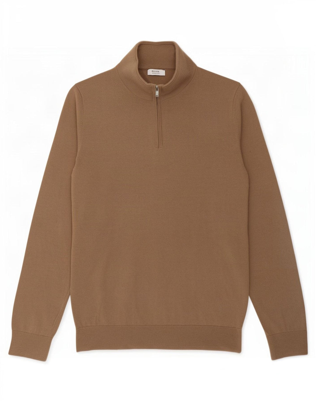 Reiss Herre Zip Neck Jumper Sweater Large Brun Uld