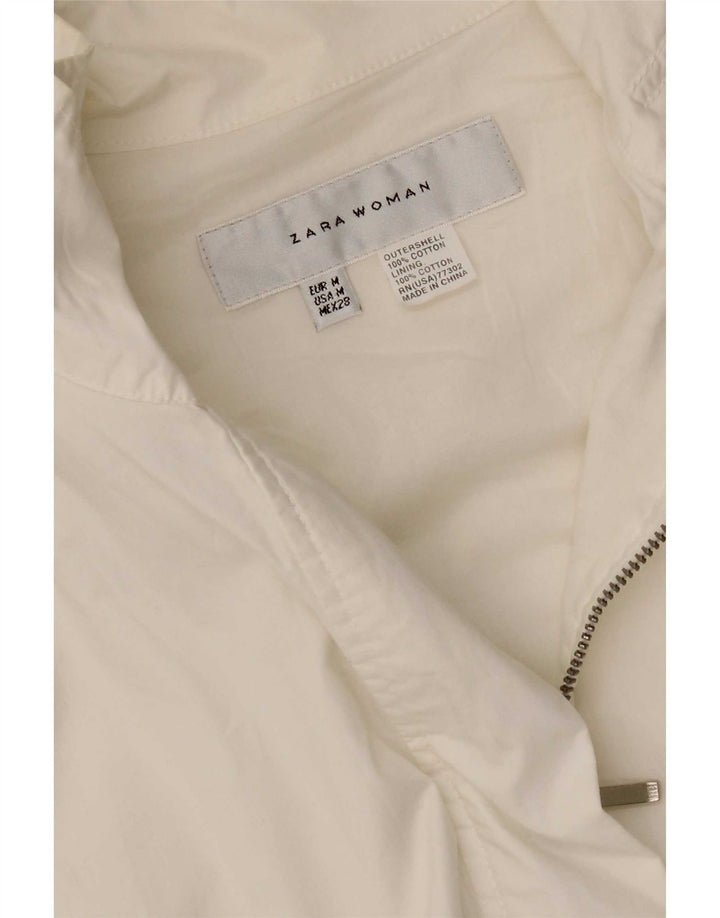 Zara Womens Trench Coat UK 12 Medium White Cotton