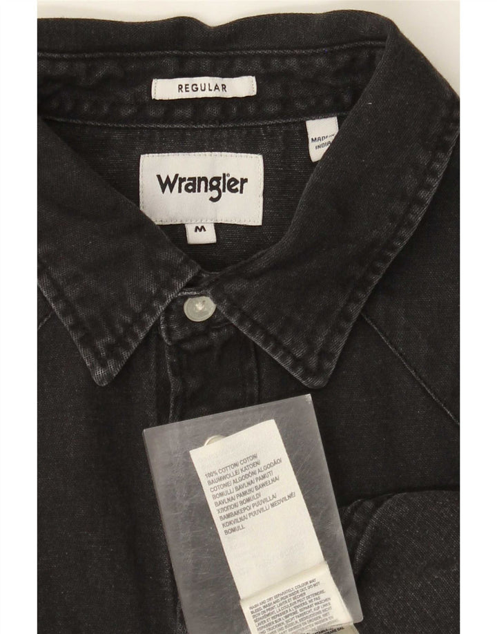 Wrangler Herren Western-Jeanshemd mit normaler Passform, mittelschwarze Baumwolle