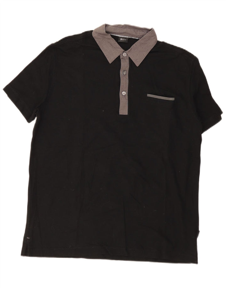 Hugo Boss Mens Regular Fit Polo Shirt Medium Black Colourblock Cotton