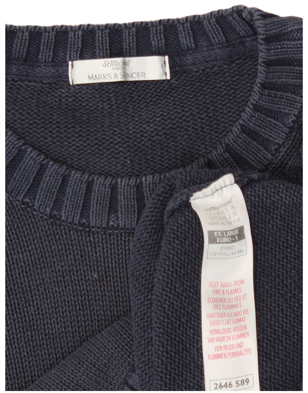 Marks & Spencer Mens St. Michael Crew Neck Jumper Sweater XL Blue Classic