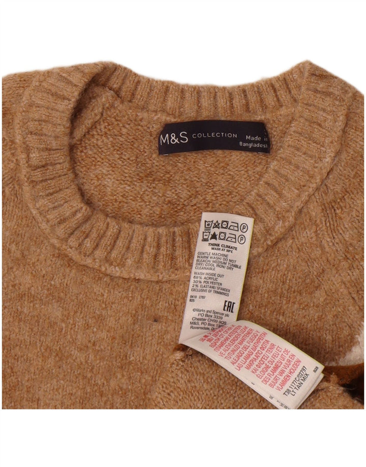 Marks & Spencer Damen-Pullover mit Rundhalsausschnitt, Gr. 10, Größe S, Braun