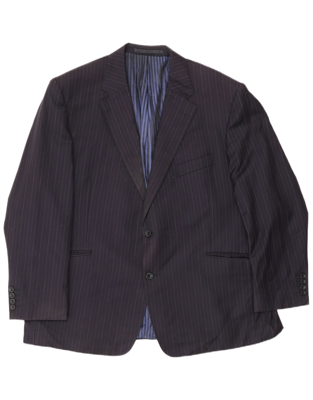 Marks & Spencer Mens 2 Button Blazer Jacket EU 56 3XL Navy Blue Pinstripe