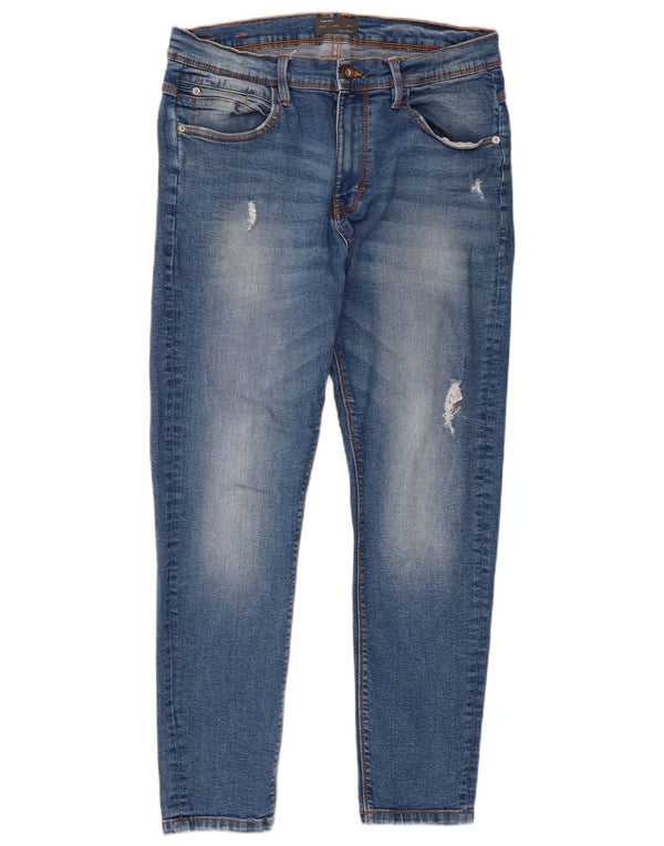 Мужские потертые джинсы скинни Zara EU 42, большие W32 L28, синие
