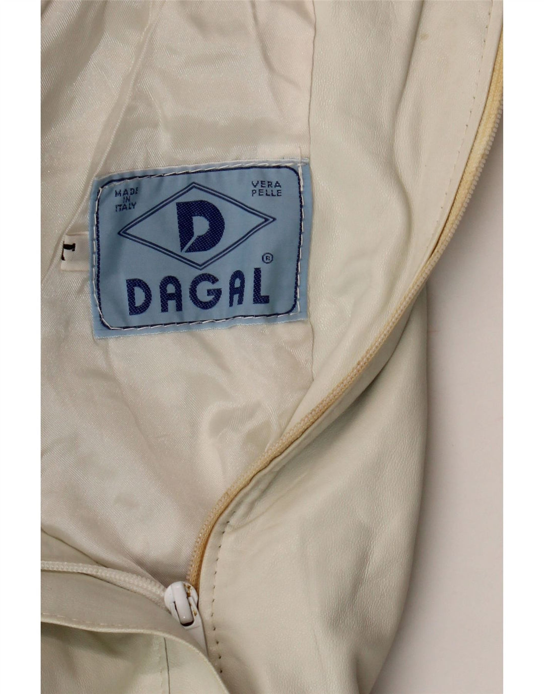 VINTAGE Womens Leather Jacket UK 16 Large White Leather Vintage Vintage and Second-Hand Vintage from Messina Hembry 