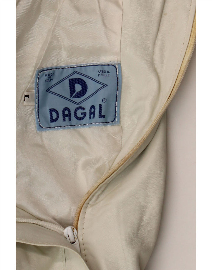 VINTAGE Womens Leather Jacket UK 16 Large White Leather Vintage Vintage and Second-Hand Vintage from Messina Hembry 