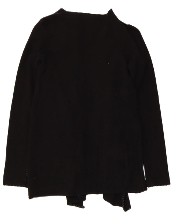 Zara Womens Asymmetric Open Cardigan Sweater UK 10 Small Black Polyester