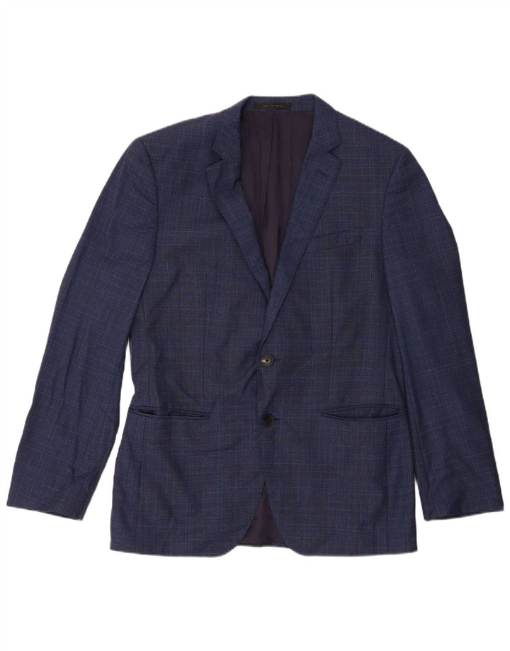 Hugo Boss Mens 2 Button Blazer Jacket EU 50 Large Navy Blue Check