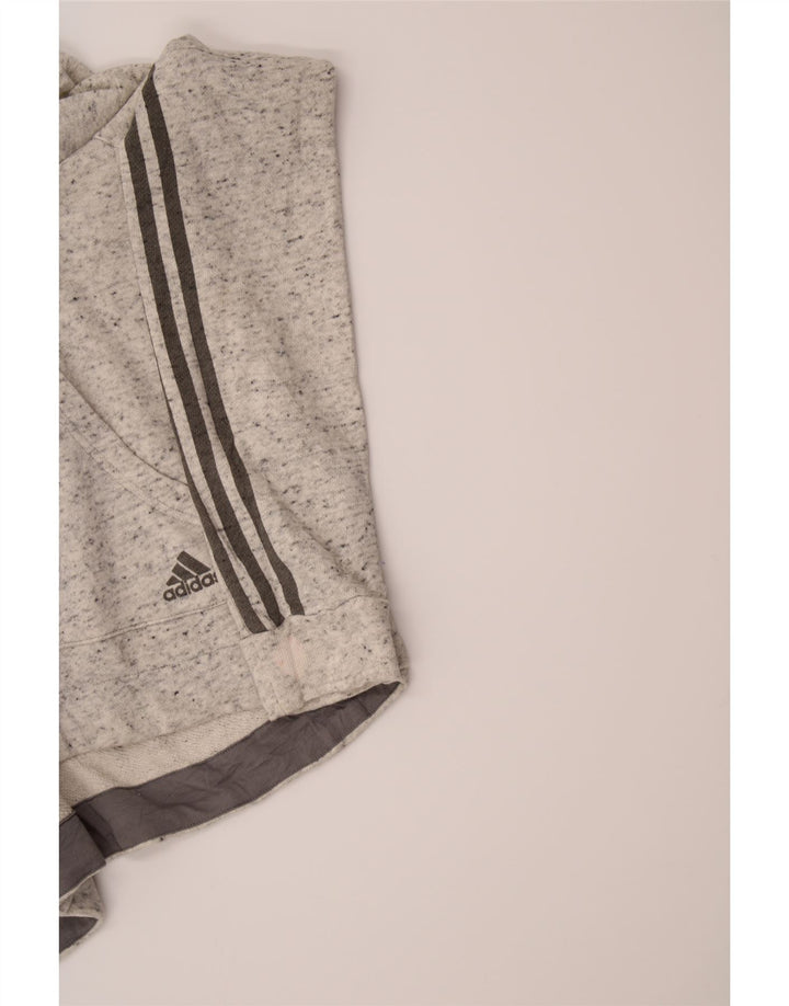 ADIDAS Womens Oversized Hoodie Jumper UK 8/10 Small Grey Flecked Polyester Vintage Adidas and Second-Hand Adidas from Messina Hembry 