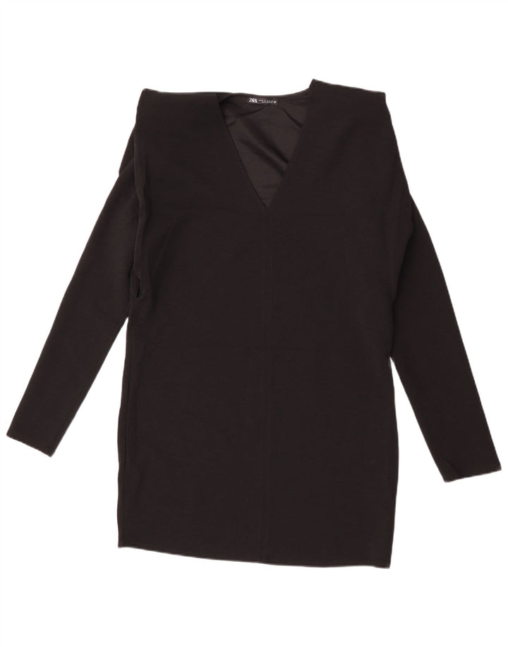 Zara Dame Langærmet Skift Kjole UK 14 Medium Sort