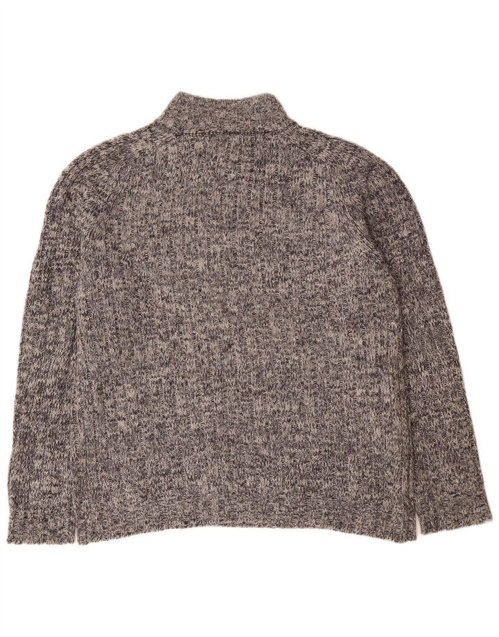 Maglione da uomo Marks & Spencer con zip e collo grande in lana screziata grigia