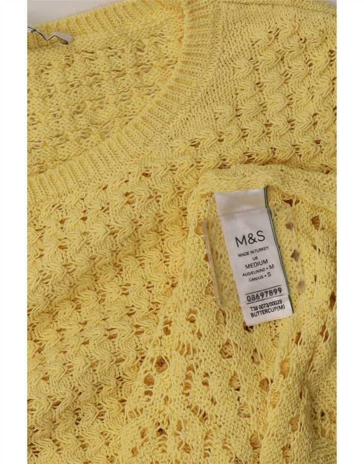 Marks & Spencer Womens Crochet Blouse Top UK 12 Medium Yellow Polyester