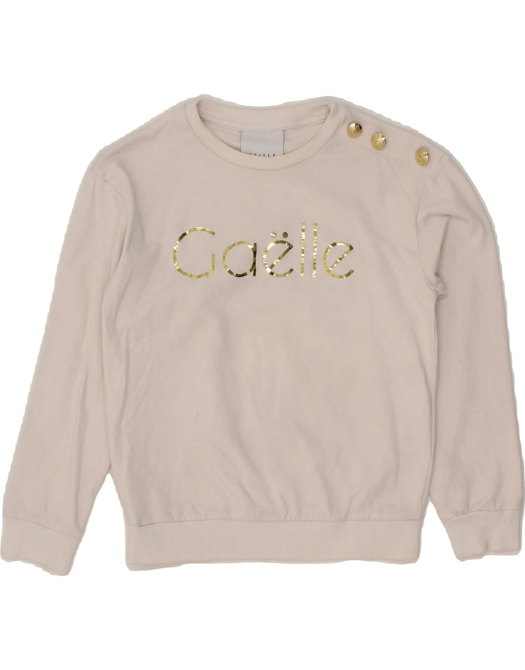 GAELLE Girls Paris Graphic Sweatshirt Jumper 9-10 Years Off White Cotton Vintage Gaelle and Second-Hand Gaelle from Messina Hembry 