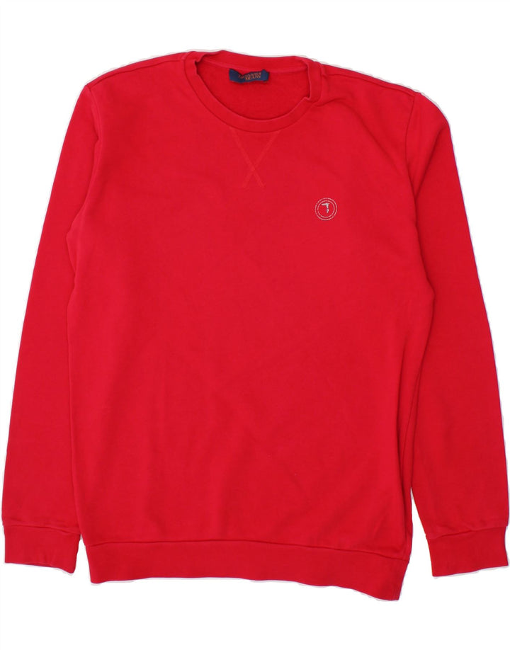 TRUSSARDI JEANS Mens Sweatshirt Jumper Medium Red Cotton Vintage Trussardi Jeans and Second-Hand Trussardi Jeans from Messina Hembry 