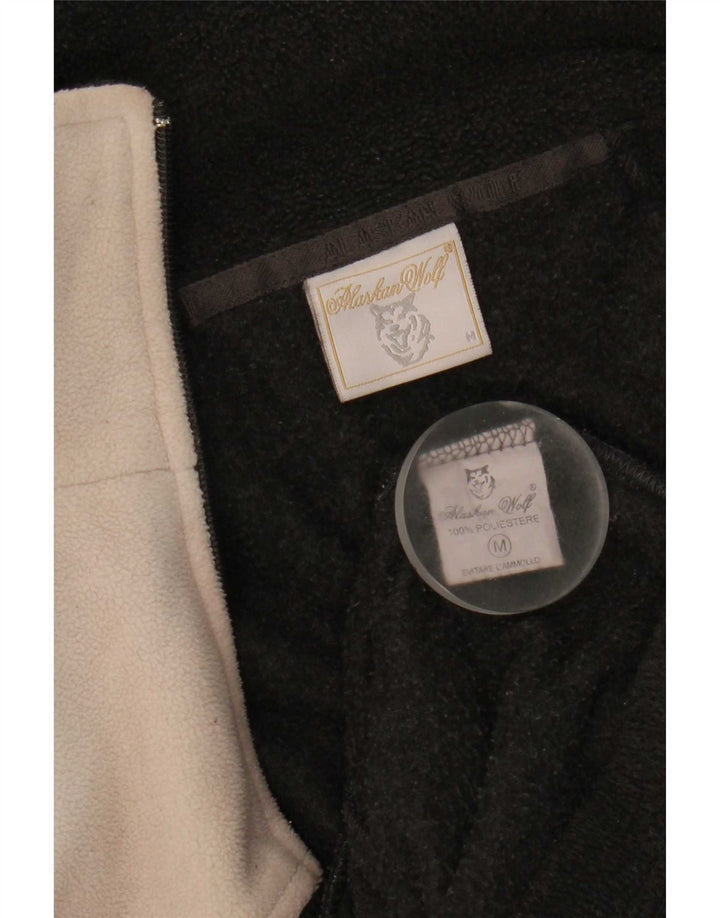 Vintage Mens Fleece Jacket UK 38 Medium Black Colourblock Polyester