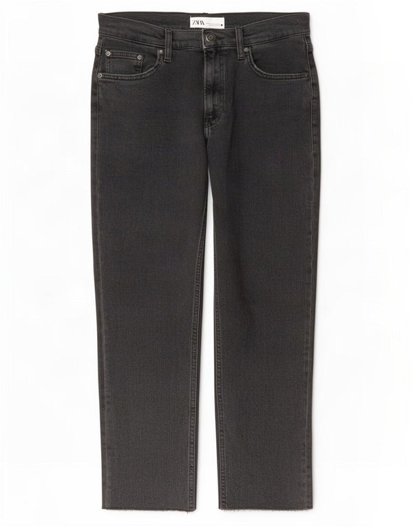 Zara Womens High Rise Cropped Jeans EU 40 Medium W30 L25 Grå