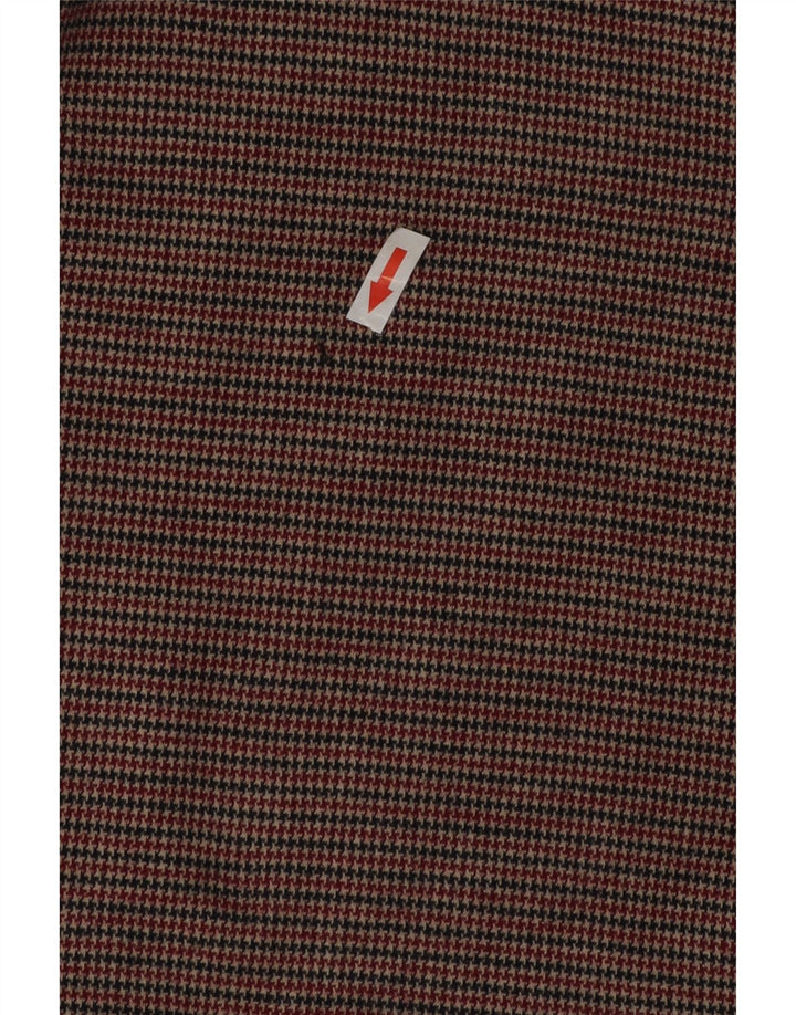 Zara Dame Langærmet Skift Kjole UK 12 Medium Brown Houndstooth