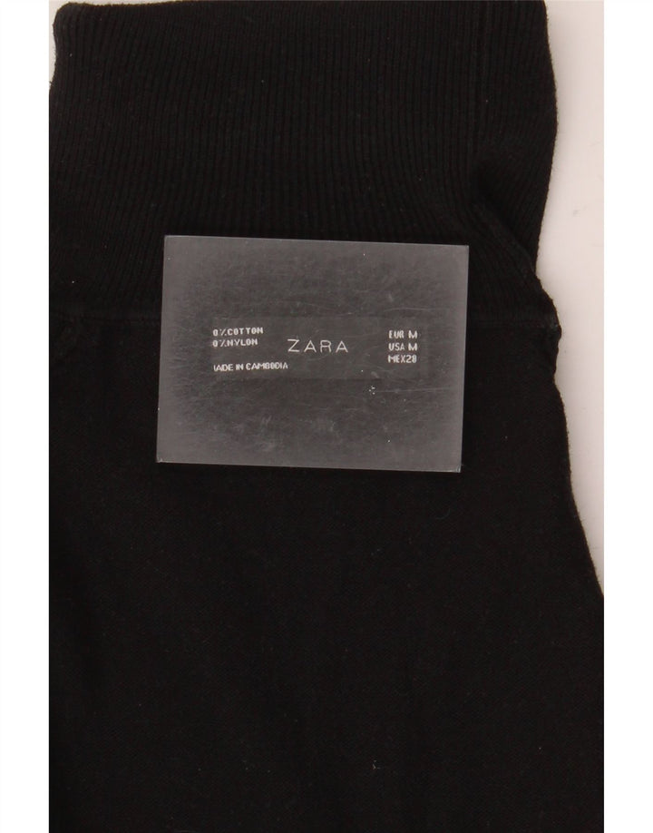 Zara Womens Roll Neck Jumper Sweater UK 12 Medium Black Cotton