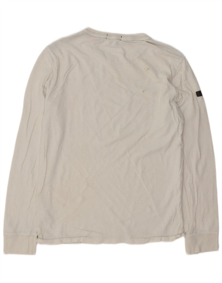 SUPERDRY Mens Graphic Top Long Sleeve Large White Cotton