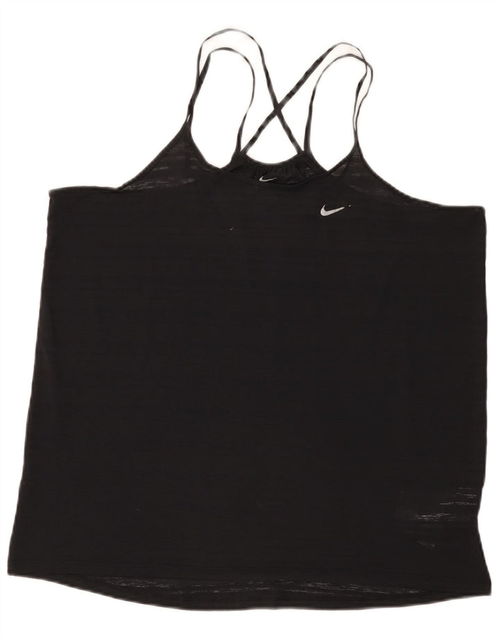 Nike Womens Dri Fit Vest Top UK 16 Grande Poliéster Preto