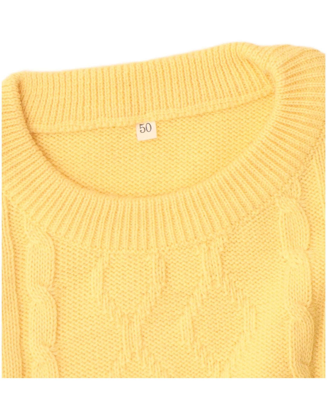 Vintage Mens Crew Neck Jumper Sweater IT 50 Medium Yellow Wool