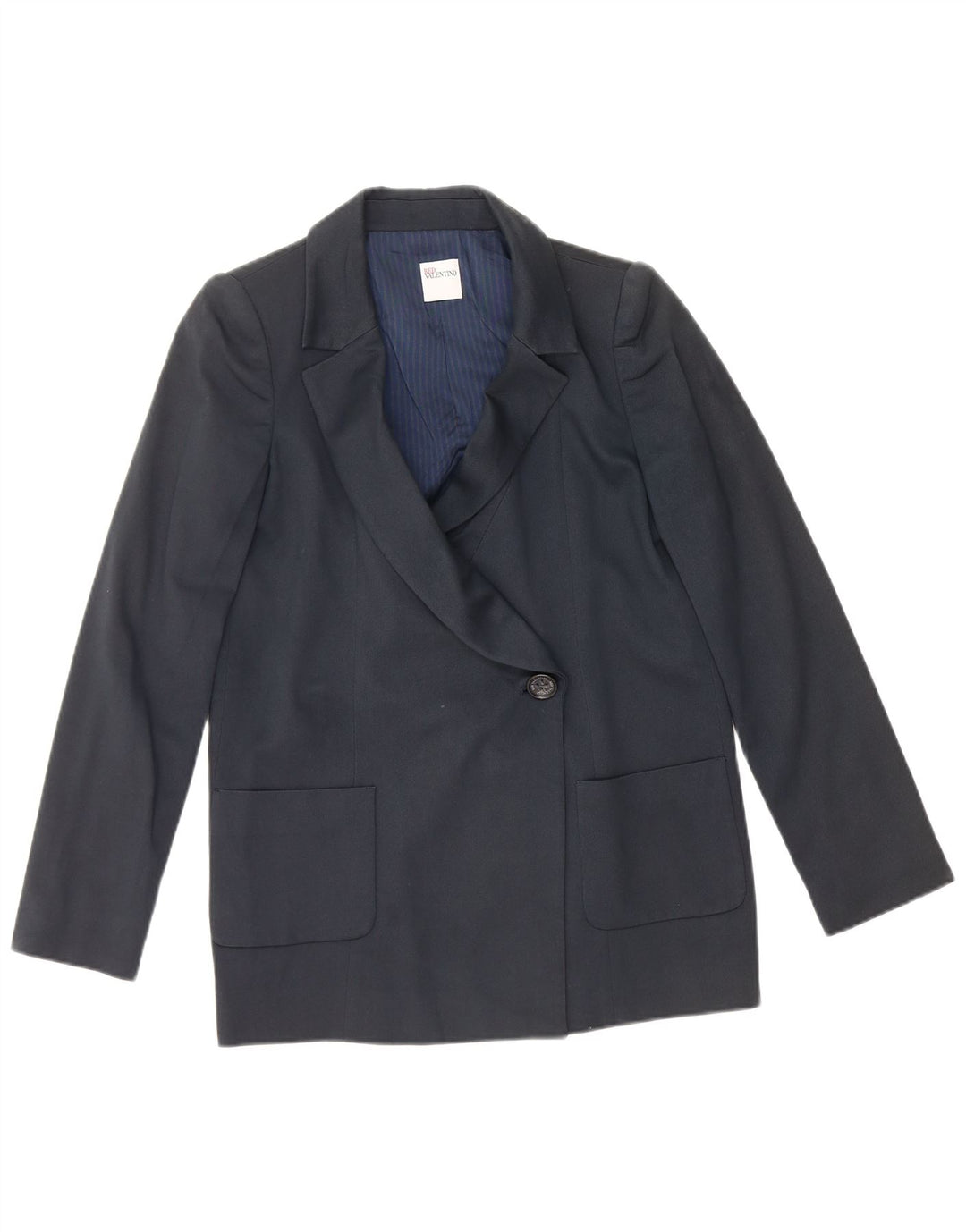 Red Valentino Womens 1 Button Blazer Jacket UK 12 Medium Navy Blue Cotton