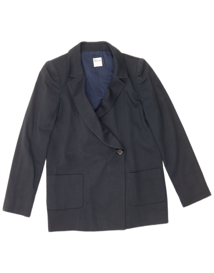 Red Valentino Womens 1 Button Blazer Jacket UK 12 Medium Navy Blue Cotton