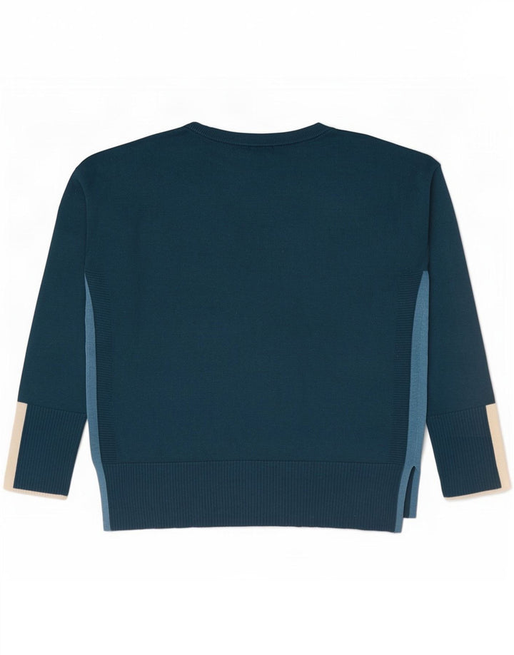 Maglione maglione girocollo da donna White Stuff UK 14 Large Blue Colourblock