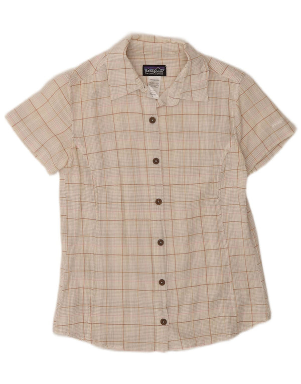 Patagonia Womens Short Sleeve Classic Fit Shirt US 4 Small Beige Check