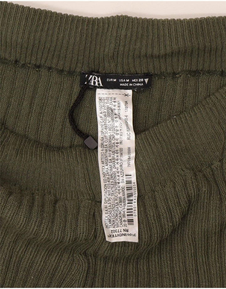 Damskie legginsy Zara Knit Flare UK 12, średni zielony poliester
