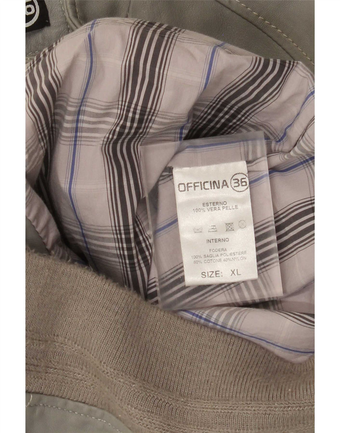 Officina 36 Chaqueta Bomber de Cuero para Hombre UK 42 XL Gris