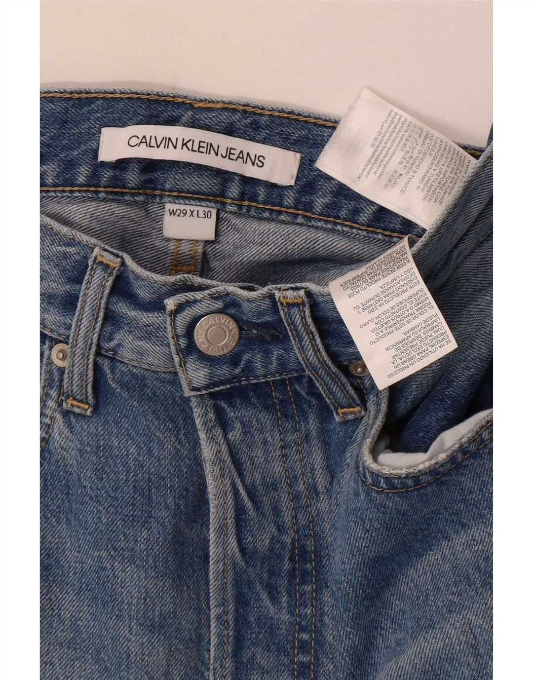 Calvin Klein Mens Distressed Slim Jeans W29 L30 Blue Cotton
