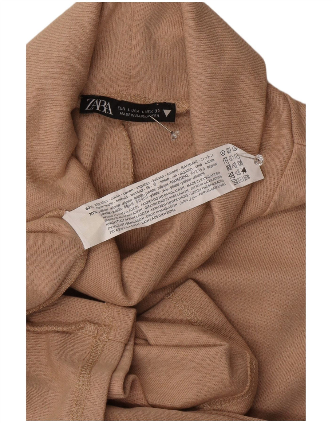 Zara Womens Shift Dress UK 16 Large Beige Cotton