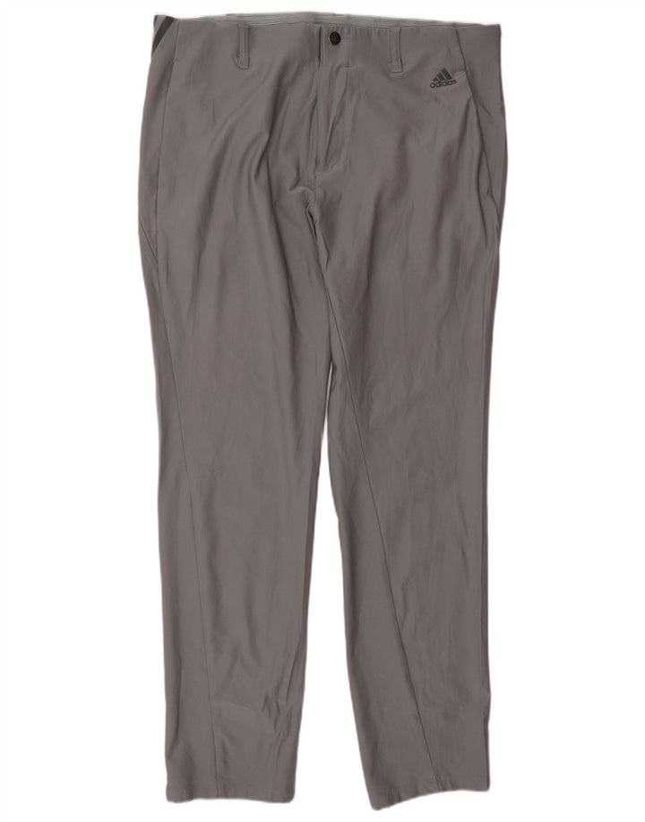 Adidas Mens Slim Chino Trousers W34 L32 Grey Polyester