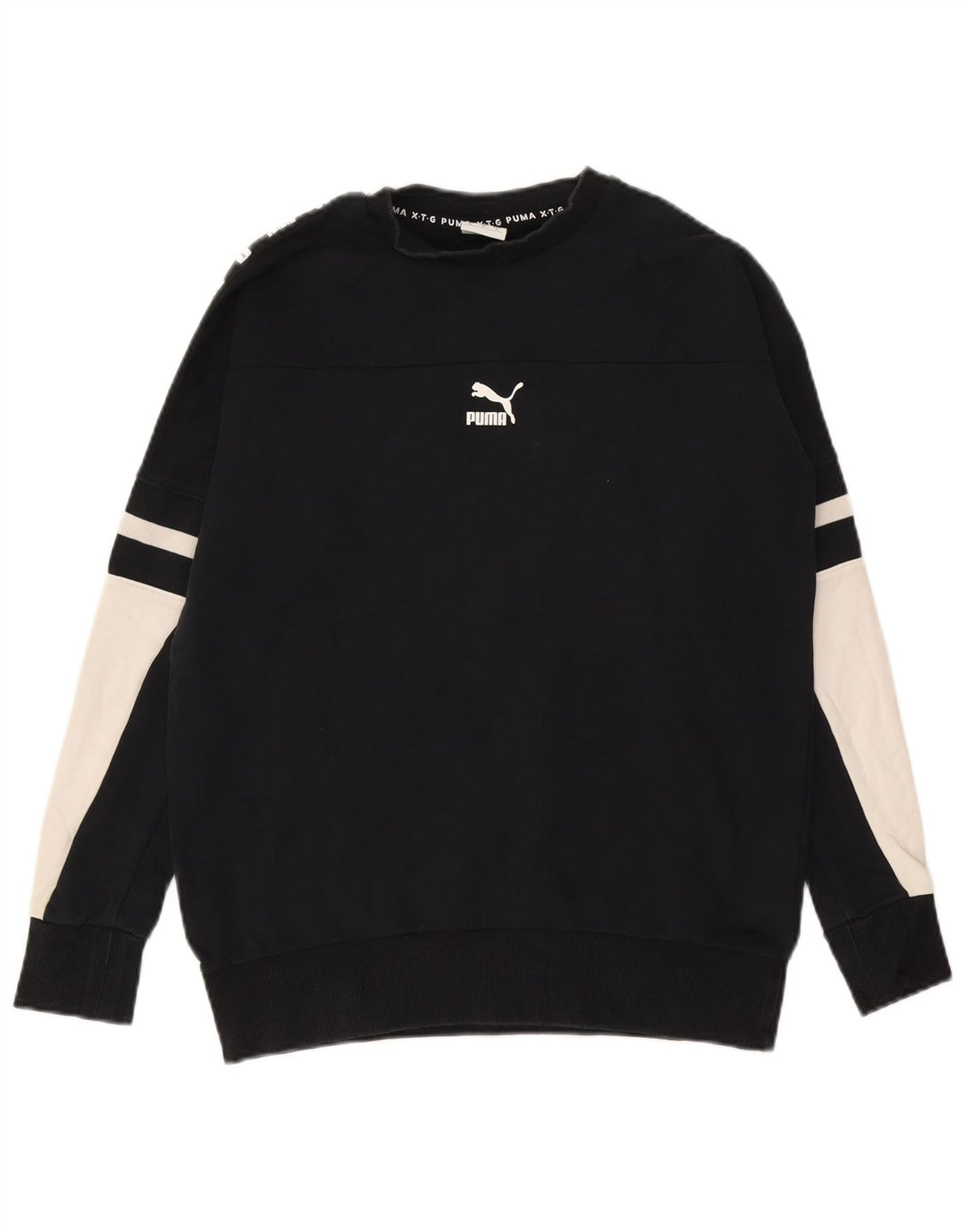 Puma Mens Graphic Sweatshirt Jumper Small Black Colourblock Cotton