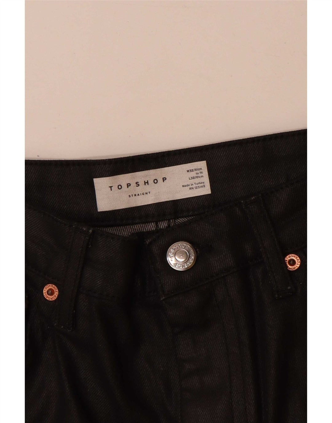 Topshop Womens Straight Jeans W32 L27 Black Cotton
