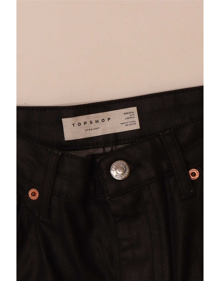 Topshop Womens Straight Jeans W32 L27 Black Cotton