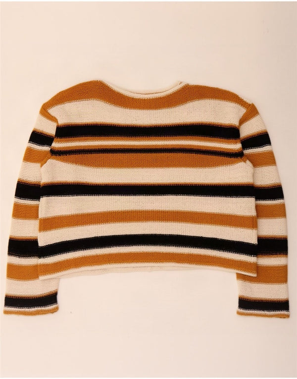 Zara Womens Crop Boat Neck Jumper Sweater UK 10 Small Multicoloured Striped